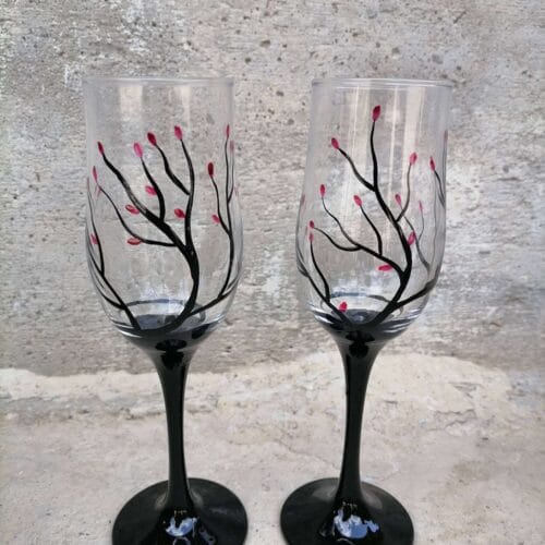 Ръчно рисувани чаши за вино - TGH02