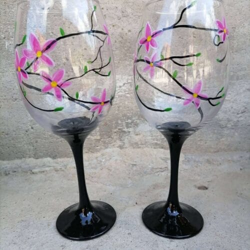 Ръчно рисувани чаши за вино - TGH03