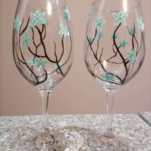 Ръчно рисувани чаши за вино - TGH04