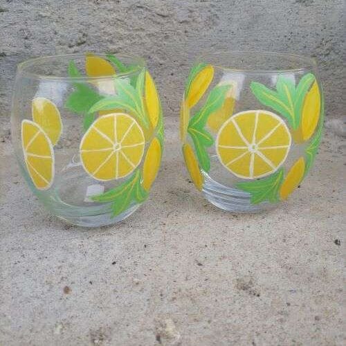 Ръчно рисувани чаши - TGH08 - лимон