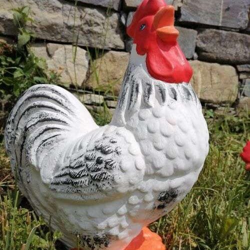 Градинска Фигура Петел на крака - TGC115 - бял