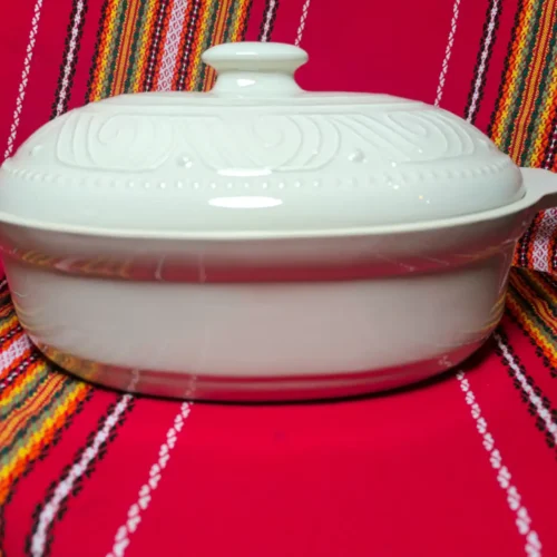 Елипсовиден гювеч бяла керамика 4.5 литра - TGG937