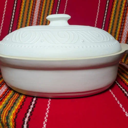 Елипсовиден гювеч бяла керамика 4.5 литра - TGG938