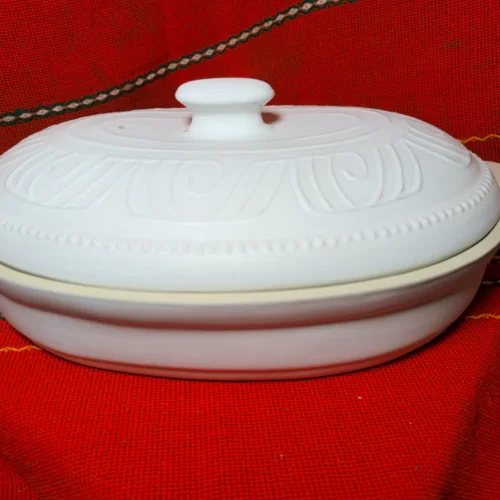 Елипсовиден гювеч бяла керамика 7 литра - TGG940