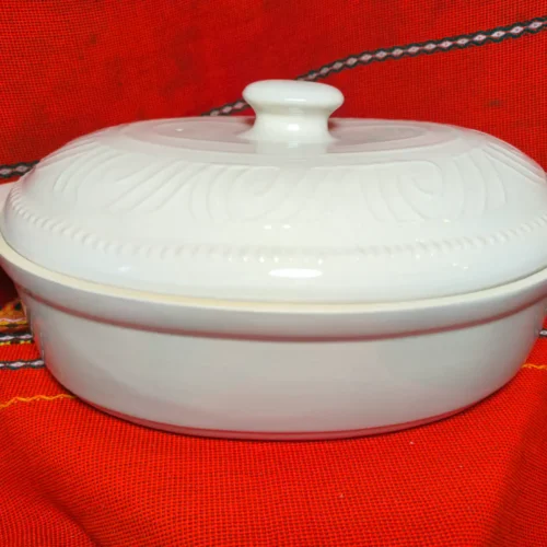 Елипсовиден гювеч бяла керамика 7 литра - TGG941