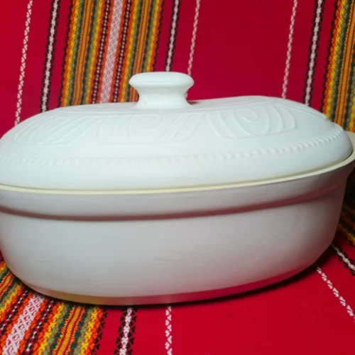 Елипсовиден гювеч бяла керамика 7 литра - TGG914