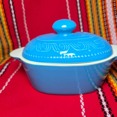 Елипсовидно гювече 600мл Синьо бяла керамика - TGG950